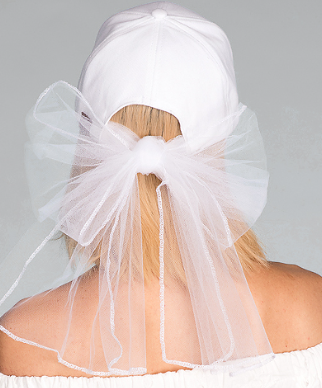 BRIDE Embroidred Lace Veil Tie Cap